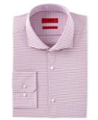 Hugo Men's Slim-fit Red Mini Check Dress Shirt