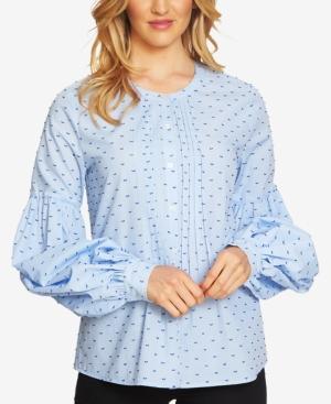 Cece Cotton Printed Puff-sleeve Blouse