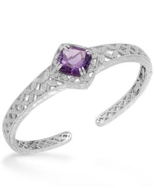 Amethyst (5-9/10 Ct. T.w.) And Diamond (1/10 Ct. T.w.) Bangle Bracelet In Sterling Silver