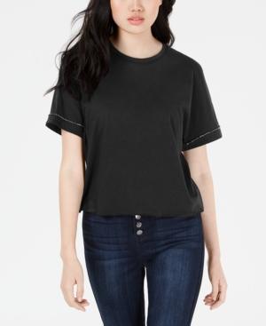 Carbon Copy Cropped Rhinestone-embellished T-shirt