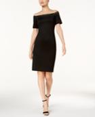 Calvin Klein Embellished Off-the-shoulder Scuba Dress