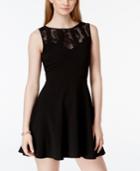 Speechless Juniors' Lace-trim Fit-and-flare Dress