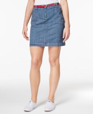 Karen Scott Petite Belted Chambray Skort, Only At Macy's