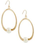 Robert Rose For Inc International Concepts Gold-tone Imitation Pearl Drop Hoop Earrings, Only At Macy's