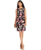 Ivanka Trump Sleeveless Floral-print Popover Dress