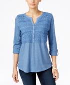 Style & Co Crochet-detail Top, Only At Macy's