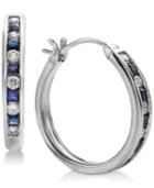 Sapphire (3/8 Ct. T.w.) & Diamond (1/4 Ct. T.w.) Hoop Earrings In 14k White Gold