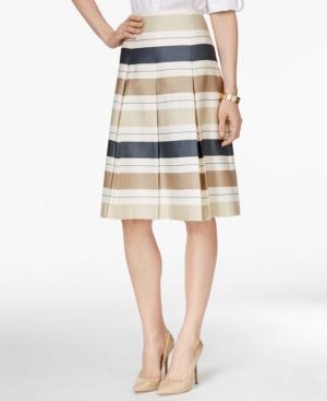 Charter Club Striped Pleated A-line Skirt, Only At Macy's