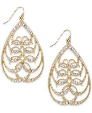 2028 Gold-tone Crystal Openwork Teardrop Earrings