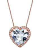 Giani Bernini Cubic Zirconia Heart Pendant Necklace In 18k Rose Gold-plated Sterling Silver, Created For Macy's