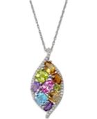 Multicolor Gemstone (3-3/4 Ct. T.w.) Pendant Necklace In Sterling Silver