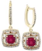Ruby Royale By Effy Ruby (1-3/4 Ct. T.w.) And Diamond (5/8 Ct. T.w.) Drop Earrings In 14k Gold