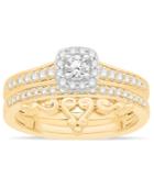 Diamond Two-tone Halo Bridal Set (1/2 Ct. T.w.) In 14k Gold And White Gold