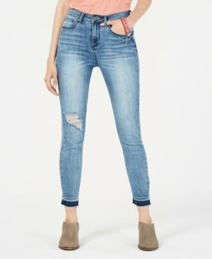 Indigo Rein Juniors' Ripped Released-hem Skinny Jeans