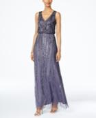 Adrianna Papell Embellished V-neck Gown