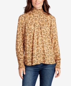 William Rast Smocked Floral-print Top