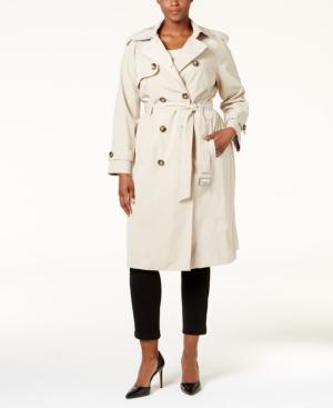 London Fog Plus Size Hooded Long Trench Coat