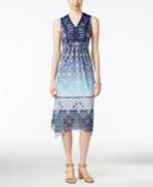 Style & Co. Printed Crochet-trim Dress, Only At Macy's