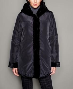 The Fur Vault Plus Size Mink-fur-trim Reversible Coat