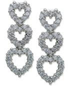 Giani Bernini Cubic Zirconia Triple Heart Drop Earrings In Sterling Silver, Only At Macy's