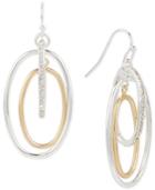 Touch Of Silver Pave Orbital Drop Earrings In 14k Gold-plated And Silver-plated Metal