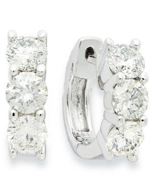 Diamond Earrings, 14k White Gold Diamond Three Station Round Hoop Earrings (1-1/2 Ct. T.w.)