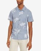 Kenneth Cole New York Men's Etched Tropical-print Pocket Shirt