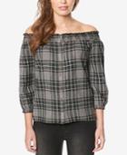 Buffalo David Bitton Plaid Off-the-shoulder Top