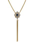 Abs By Allen Schwartz Gold-tone Crystal Tassel Long Length Lariat Necklace