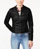 Jou Jou Juniors' Zipper-front Faux-leather Moto Jacket