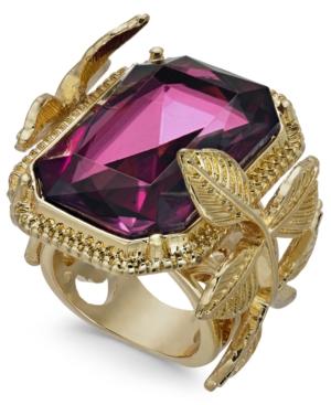 I.n.c. Gold-tone Leaf & Stone Square Statement Ring, Created For Macy's