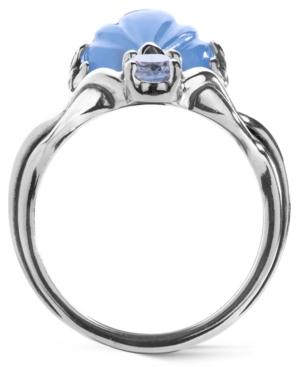Carolyn Pollack Carved Blue Jade And White Topaz Ring