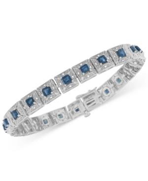 Sapphire (5 Ct. T.w.) And Diamond (1/5 Ct. T.w.) Tennis Bracelet In Sterling Silver