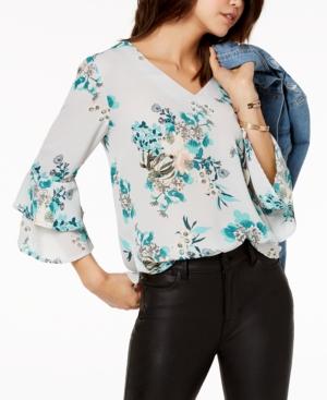 7 Sisters Juniors' Printed Ruffle-sleeve