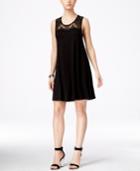 Karen Kane Sleeveless Lace-yoke Trapeze Dress