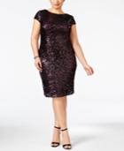 Sl Fashions Plus Size Cowl-back Sequin Cocktail Dress