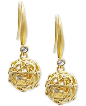 Kesi Jewels Diamond And White Topaz Drop Earrings In 18k Gold Over Sterling Silver