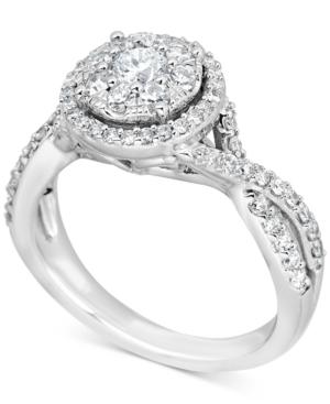 Diamond Halo Twist Engagement Ring (1 Ct. T.w.) In 14k White Gold