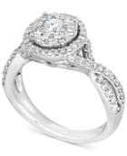Diamond Halo Twist Engagement Ring (1 Ct. T.w.) In 14k White Gold