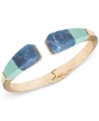 Anne Klein Gold-tone Blue Stone Hinged Cuff Bracelet
