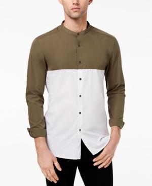 Kenneth Cole Reaction Men's Colorblocked Band-collar Shirt