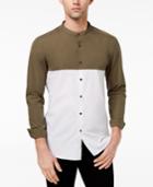 Kenneth Cole Reaction Men's Colorblocked Band-collar Shirt