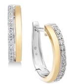 Diamond Two-tone Hoop Earrings (1/4 Ct. T.w.) In 14k Gold & White Gold
