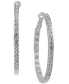 Essentials Large Silver Plated Crystal Inside Out Hoop Earrings