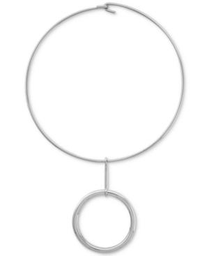 Vince Camuto Gold-tone Wire Resin Circle Pendant Necklace
