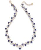 Charter Club Gold-tone Crystal & Blue Stone Collar Necklace, Created For Macy's