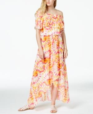 The Edit By Seventeen Juniors' Printed Off-the-shoulder Maxi Dress, Created For Macy's