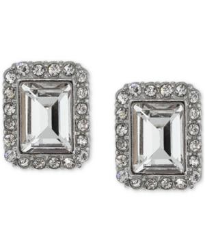 2028 Silver-tone Halo Square Stud Earrings