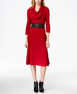 Style & Co. Belted Sweater Dress With Cowl Scarf, Only At Macy's