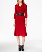 Style & Co. Belted Sweater Dress With Cowl Scarf, Only At Macy's